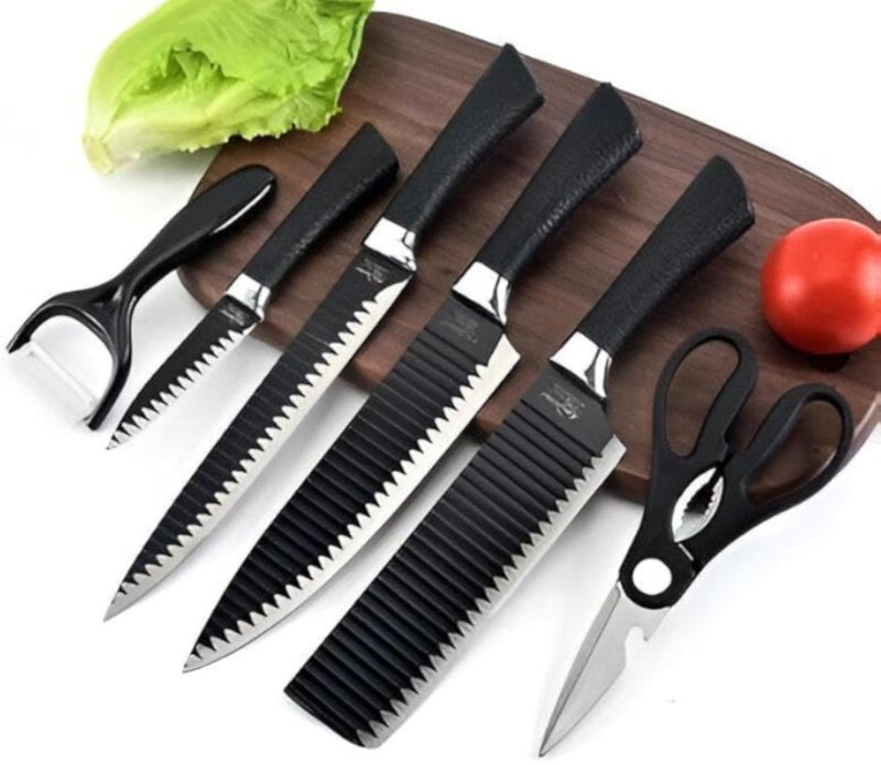 Meal Prep - Handy 6-piece knife toolkit including ultra-sharp cutting edge blades, tough kitchen shears, and peeling companion, ideal to elevate productivity when cooking at home or work